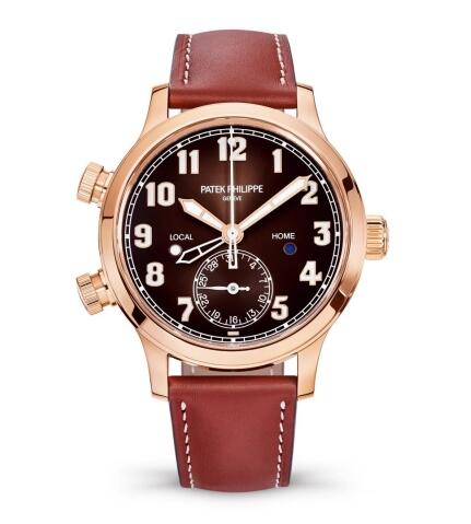 Replica Watch Patek Philippe Calatrava Pilot Travel Time 7234 Rose Gold Brown 7234R-001